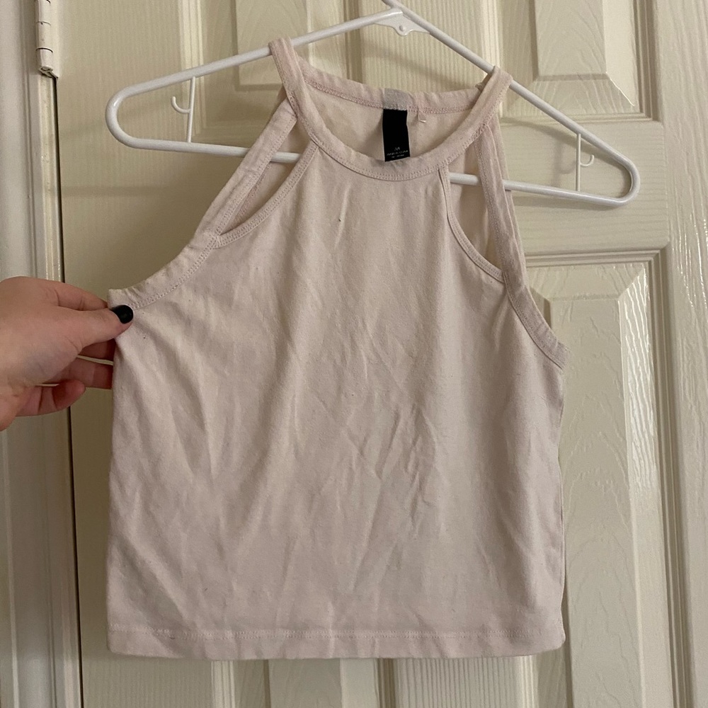 White/Ivory Strappy Halter Crop Top